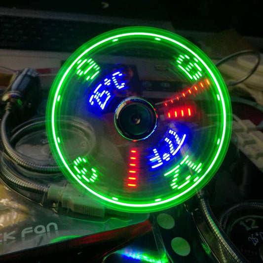 USB Fans Clock Mini Time and Temperature Display Creative Gft with LED Light New Cool Gadgets Products for Laptop PC