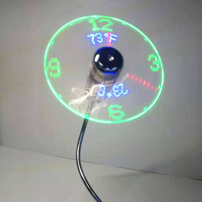 USB Fans Clock Mini Time and Temperature Display Creative Gft with LED Light New Cool Gadgets Products for Laptop PC