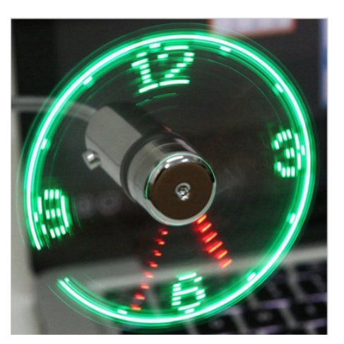 USB Fans Clock Mini Time and Temperature Display Creative Gft with LED Light New Cool Gadgets Products for Laptop PC