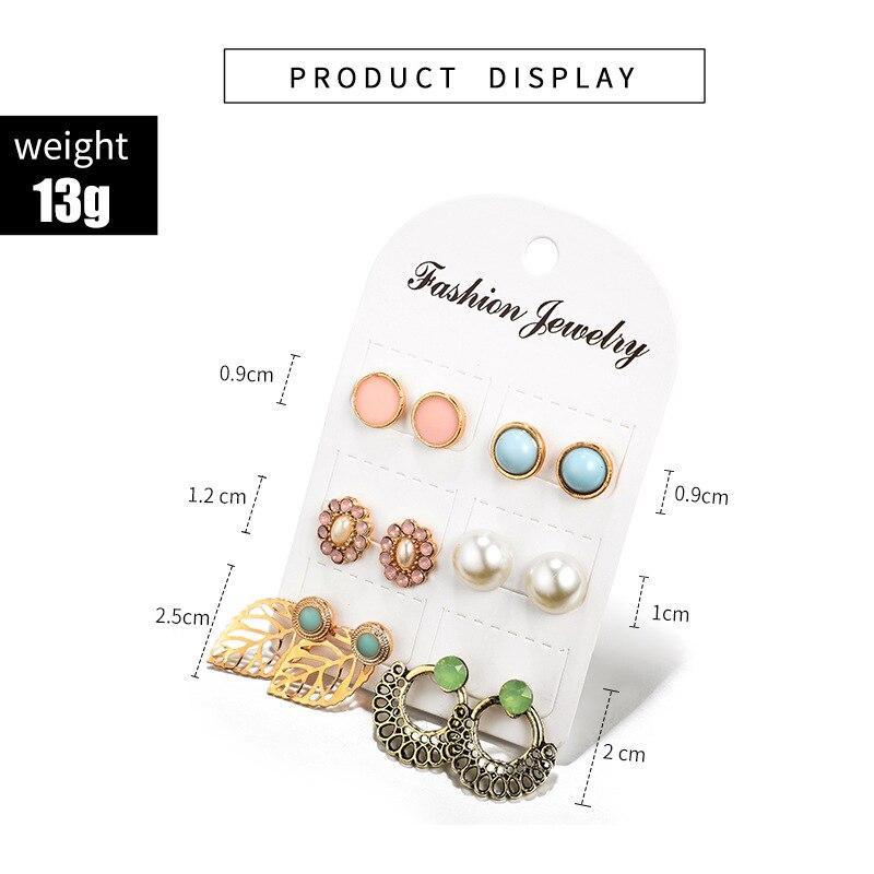 Girls Stud 6 Pairs Lot Cute Thai Style Earrings Jewelry Accessories