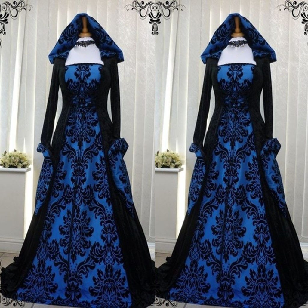 Vintage Dress Women Gothic Long Sleeve Hooded Maxi Dress Long Gown Party Dresses Loose Square Collar robe femme Plus Size