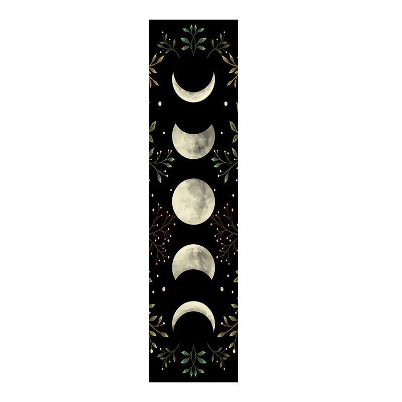 Vintage Moon Phase Wall Hanging Tapestry Mooonlight Green Olive Leaf Black Tapestries Boho Room Wall Decor Home Decoration Wall