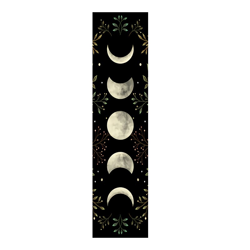 Vintage Moon Phase Wall Hanging Tapestry Mooonlight Green Olive Leaf Black Tapestries Boho Room Wall Decor Home Decoration Wall