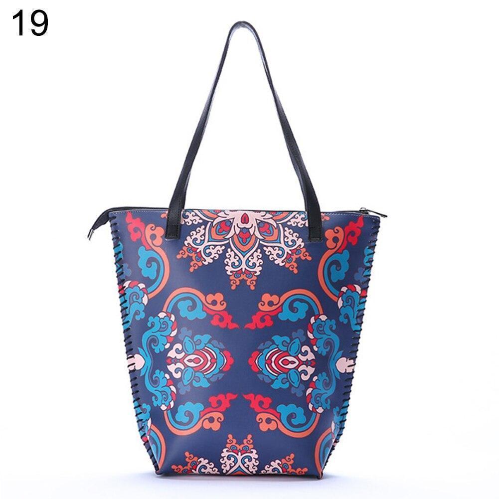 Vintage Women Mandala Flower Shopping Bag Large Capacity Pouch Tote with Handle