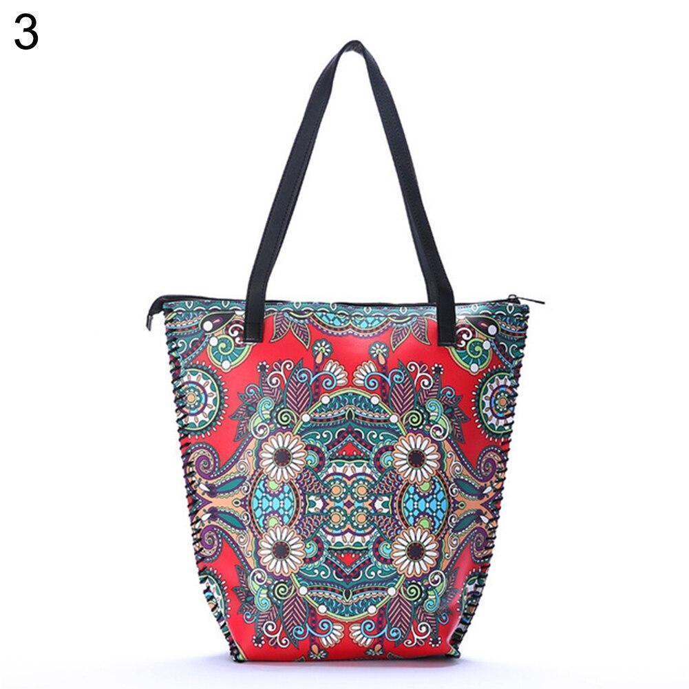 Vintage Women Mandala Flower Shopping Bag Large Capacity Pouch Tote with Handle