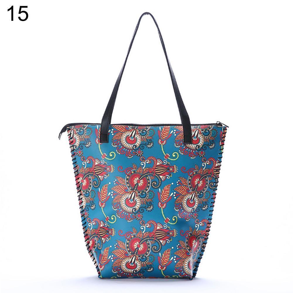 Vintage Women Mandala Flower Shopping Bag Large Capacity Pouch Tote with Handle