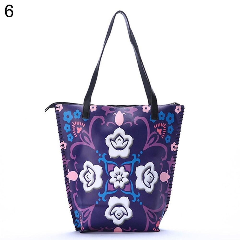 Vintage Women Mandala Flower Shopping Bag Large Capacity Pouch Tote with Handle