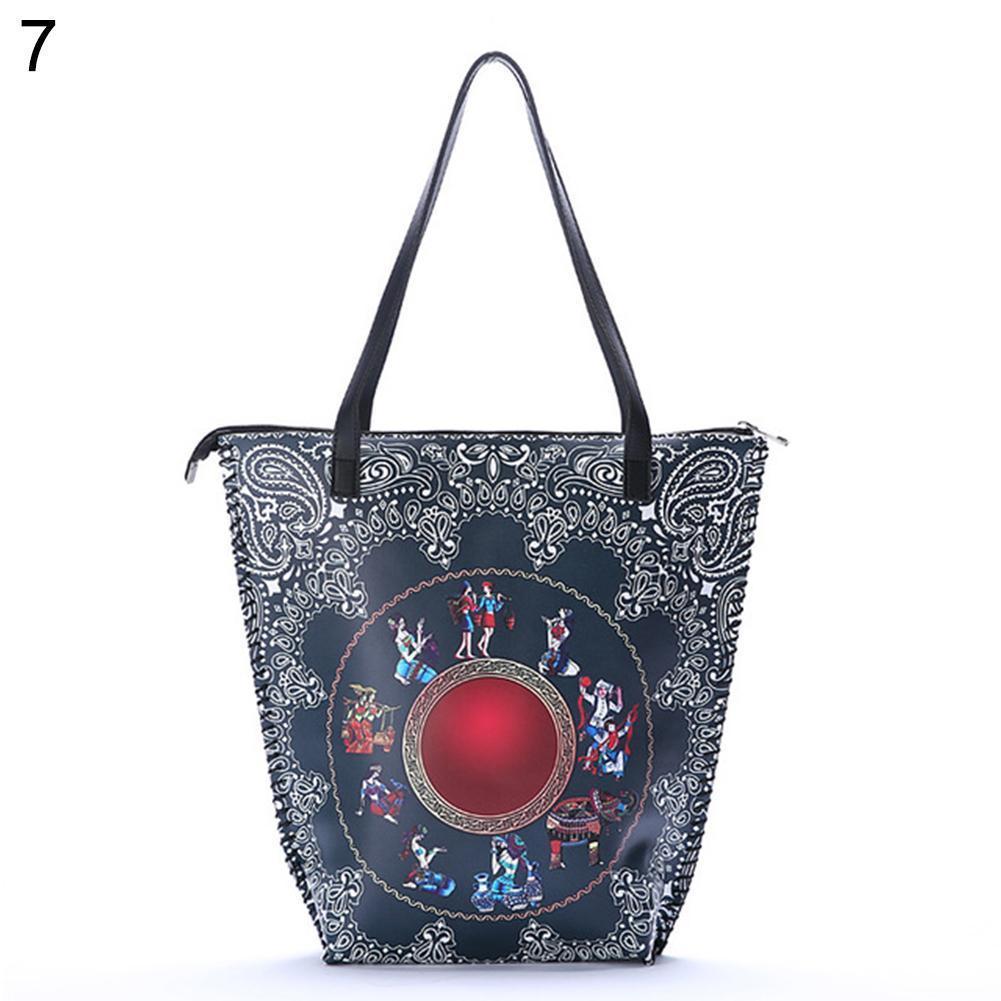 Vintage Women Mandala Flower Shopping Bag Large Capacity Pouch Tote with Handle