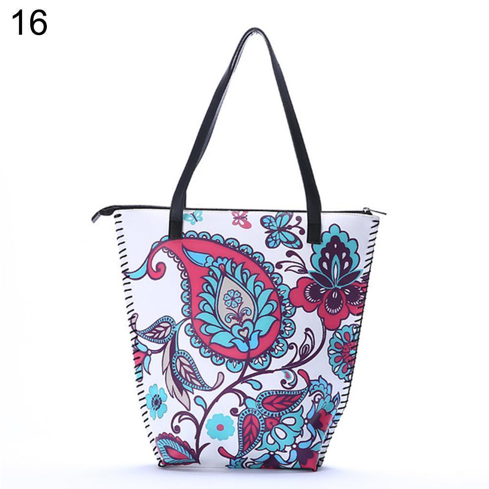 Vintage Women Mandala Flower Shopping Bag Large Capacity Pouch Tote with Handle