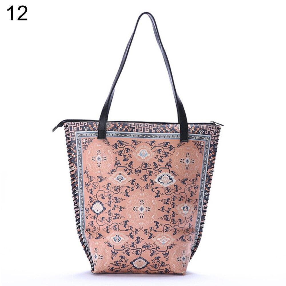 Vintage Women Mandala Flower Shopping Bag Large Capacity Pouch Tote with Handle