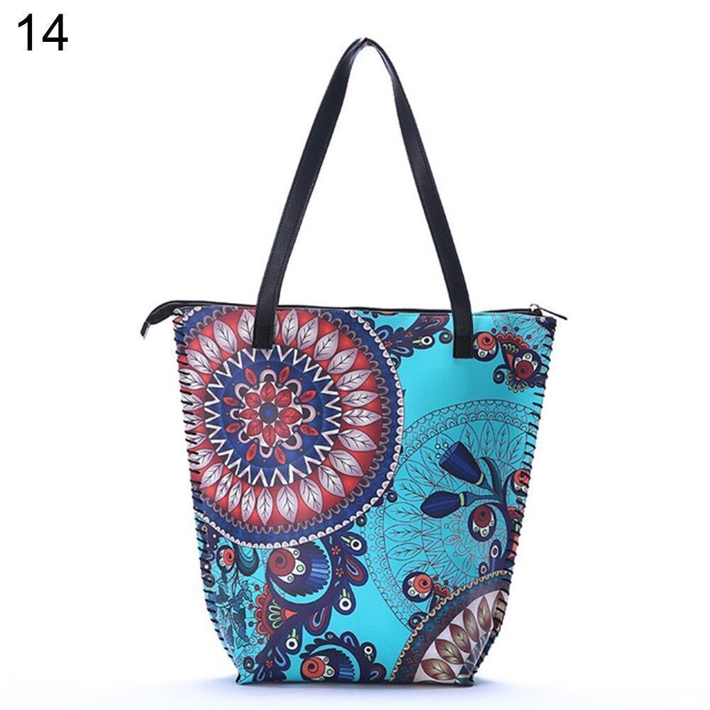 Vintage Women Mandala Flower Shopping Bag Large Capacity Pouch Tote with Handle