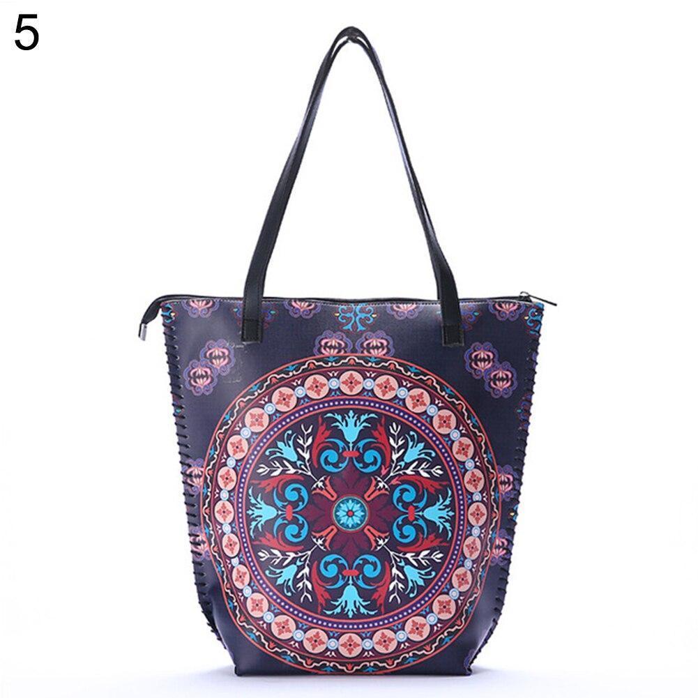 Vintage Women Mandala Flower Shopping Bag Large Capacity Pouch Tote with Handle