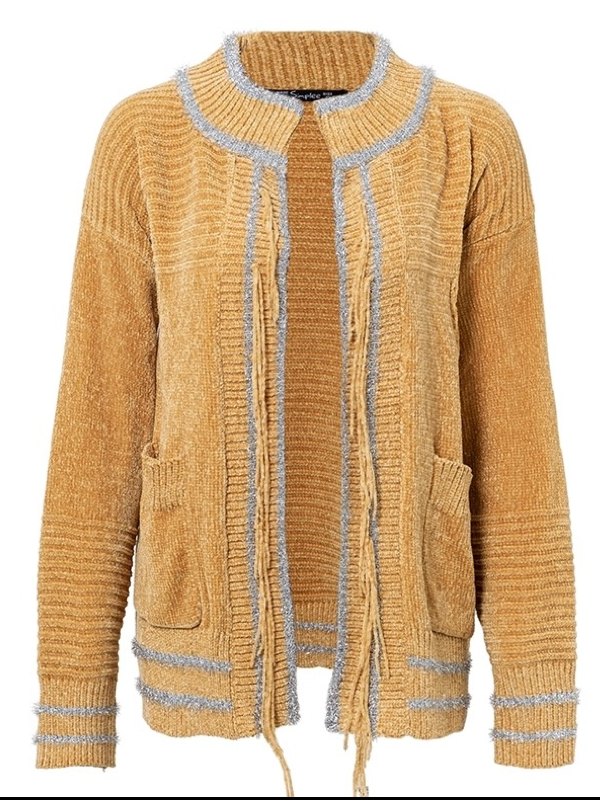 Loose Sweater Fashion Vintage Chenille Crew Neck Cardigan