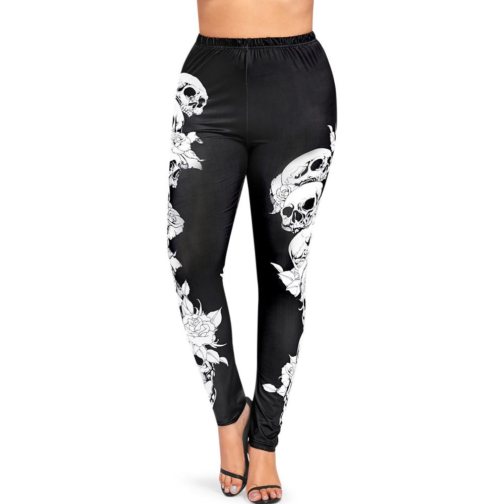 Women Sexy Plus Size Skull Printed Leggings Ladies Gothic Halloween Leggings Leggings Fitness Feminina Leggins Mujer