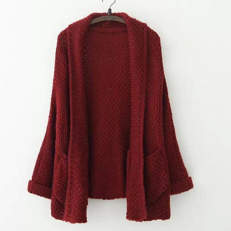 Casual Solid Color Knitted Long Cardigan