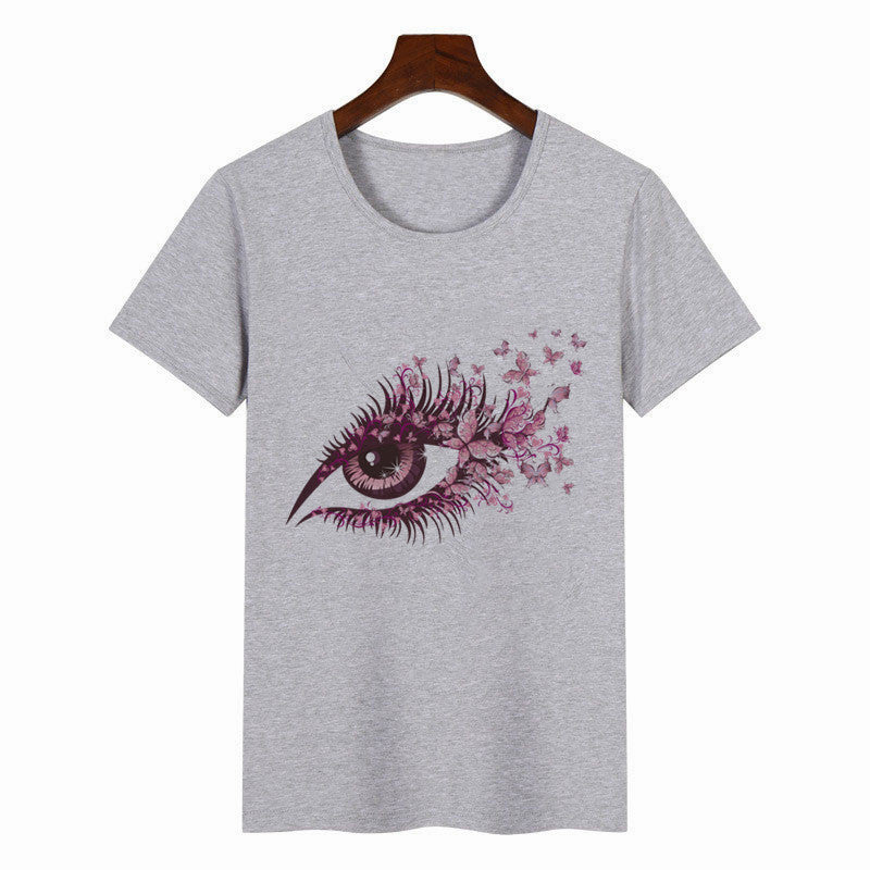 Women's Colorful Butterfly Print Short Sleeve T-shirt