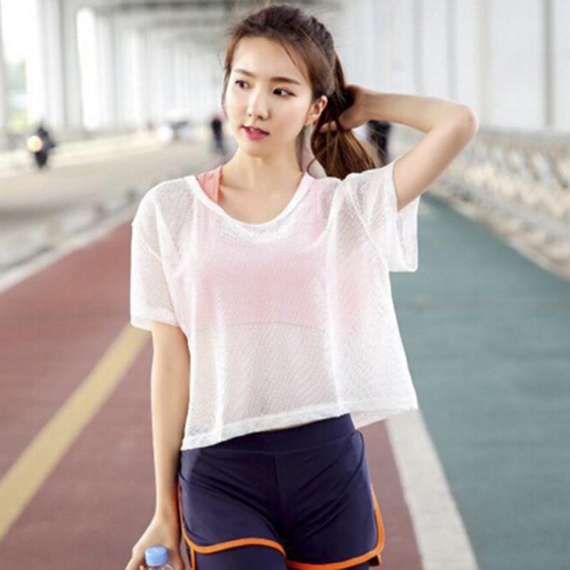 Women's Tank Workout Tops Sports Wear For Women Gym T-shirt Mesh Yoga Top Sport Workout Blouses Fitness Shirt Breathable