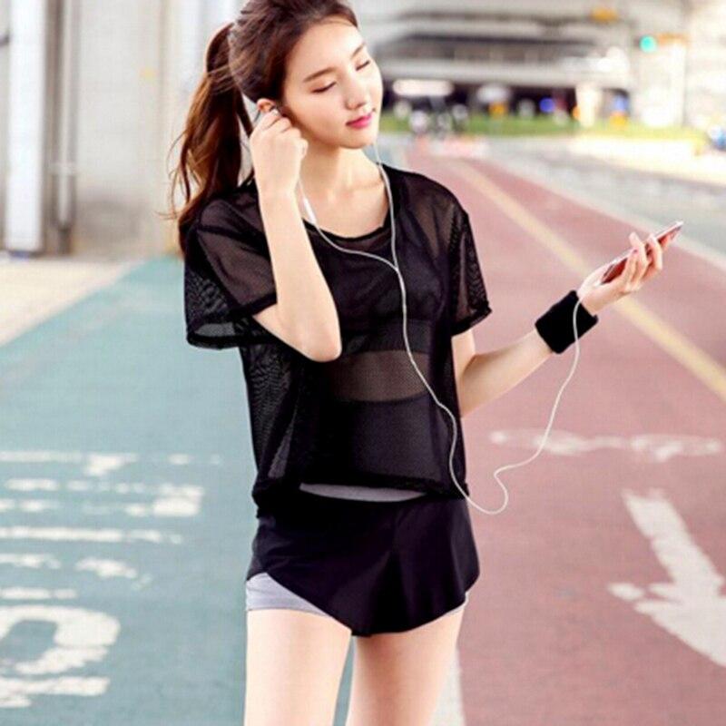 Women's Tank Workout Tops Sports Wear For Women Gym T-shirt Mesh Yoga Top Sport Workout Blouses Fitness Shirt Breathable