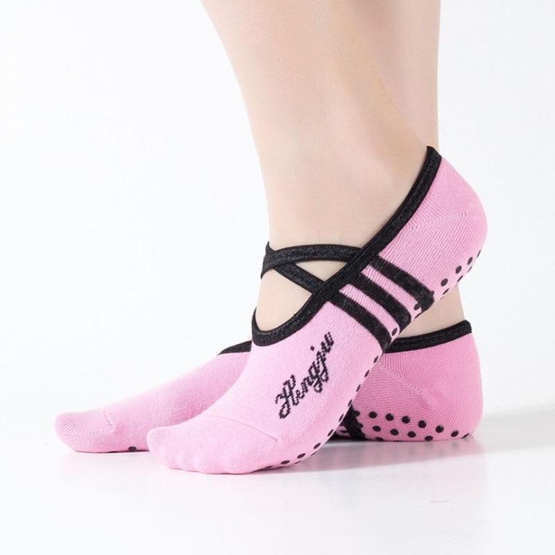 Yoga Socks Women Round Head Backless Cotton Non-Slip Bandage Sports Socks Ventilation Pilates Ballet Socks Dance Sock Slippers