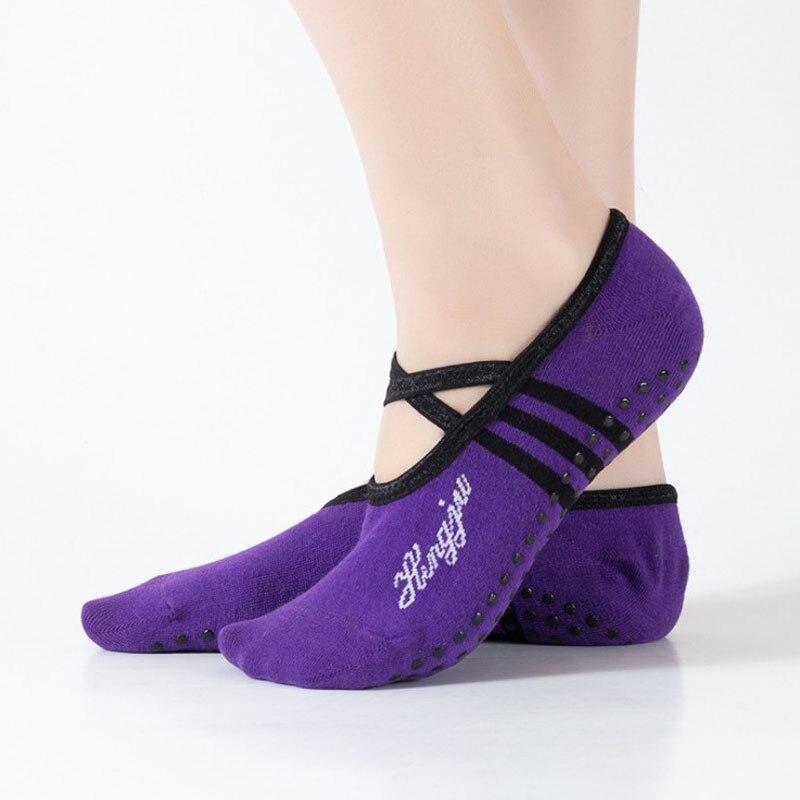 Yoga Socks Women Round Head Backless Cotton Non-Slip Bandage Sports Socks Ventilation Pilates Ballet Socks Dance Sock Slippers