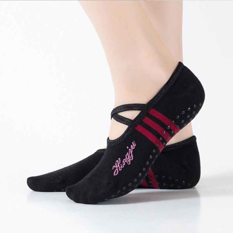 Yoga Socks Women Round Head Backless Cotton Non-Slip Bandage Sports Socks Ventilation Pilates Ballet Socks Dance Sock Slippers