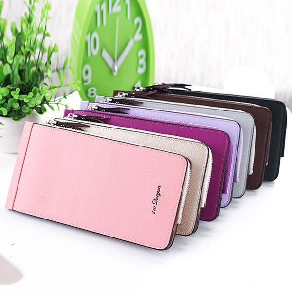 Women Microfiber Leather Multi-Card Slots Wallet Card Holders Phone Bag