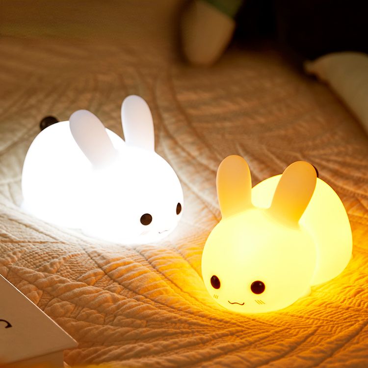 Touch Rabbit Night Lights Silicone Dimmable USB Rechargeable Lamps for Children Baby Gifts Cartoon Cute Animal Bunny Night Lamp