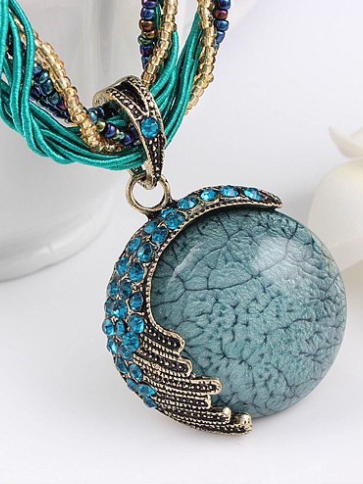 Bohemian Necklace Cat's Eye Stone Multilayer Braided Necklace and Chain Fashion Jewelry