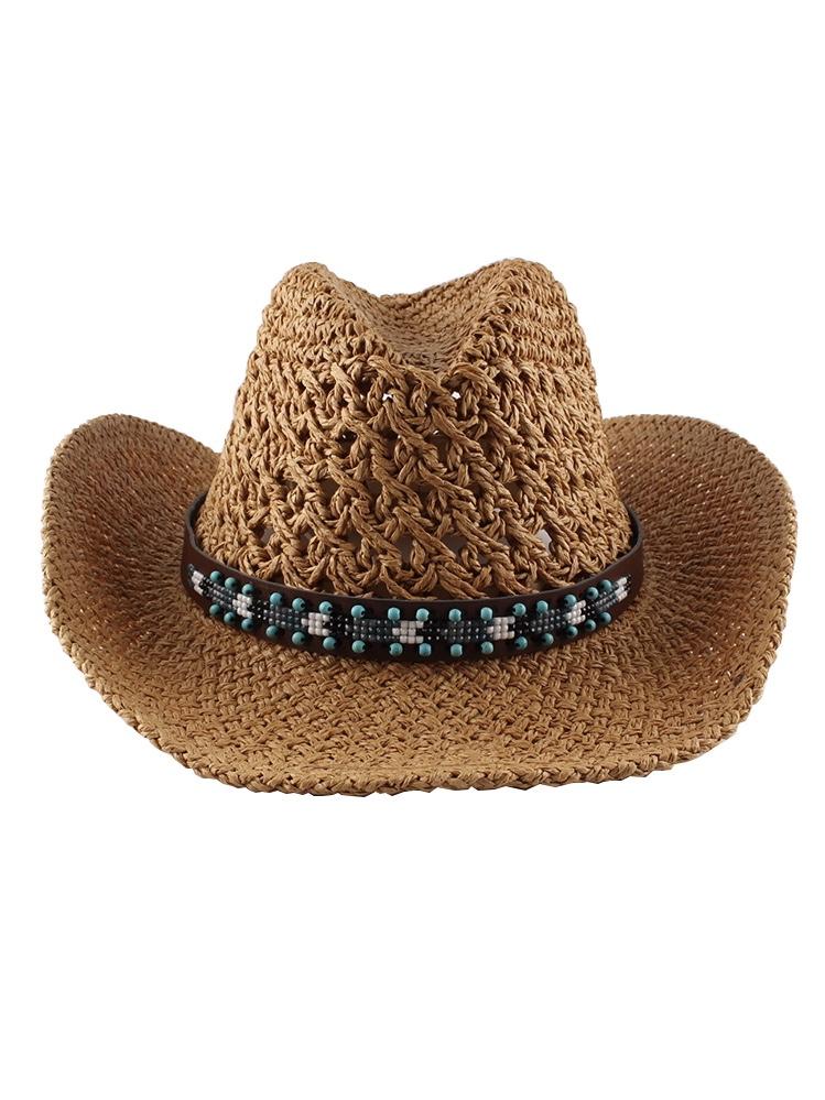 Spring And Summer Hand-woven Straw Hat With Hollow Curling Big Brim