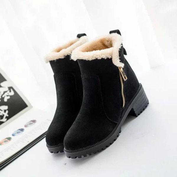 Warm Scrub Short Boots Side Zipper Mid Heel Ankle Shoes