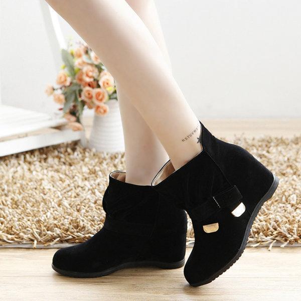 Ankle Metal Butterfly Knot Heel Increasing Slip On Boots