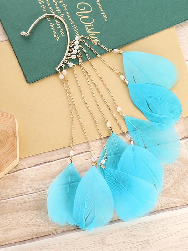 Superb Temperament Exaggerated Bohemian Long Tassel Female Non Pierced Earrings