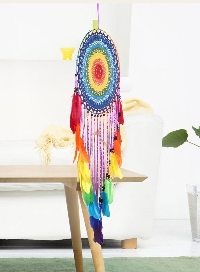 Handmade Colorful Feathers Long Dream Catcher Wall Decoration