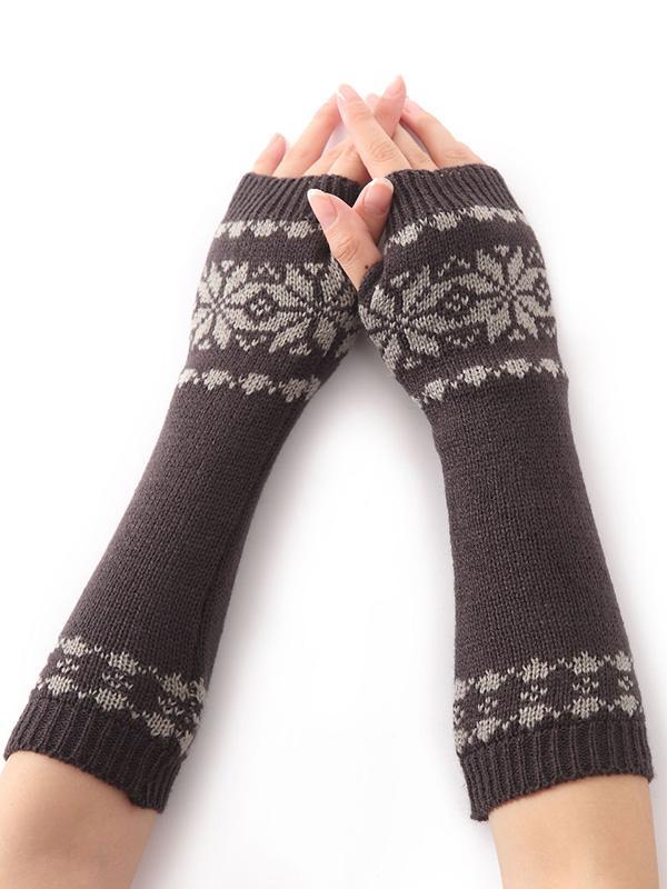 Bohemia Oversleeves Knitted Arm Warm Winter Fingerless Sleevelet Mittens