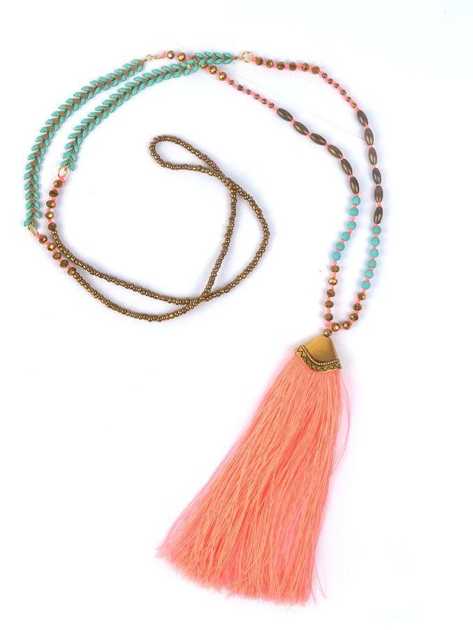 Ethnic Long Necklace Bohemian Fringed Sweater Chain Handmade Beads