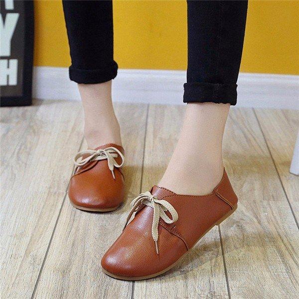 Pu Pure Color Casual Slip On Comfort Shoes For Women