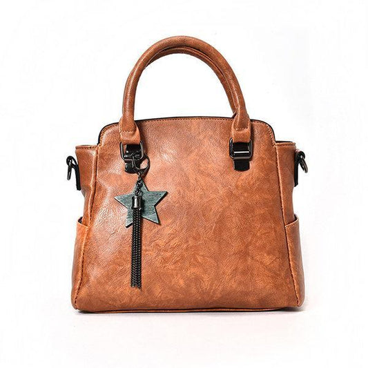 Elegant PU Leather Handbag Star Decorational Shoulder Bags Crossbody Bags For Women