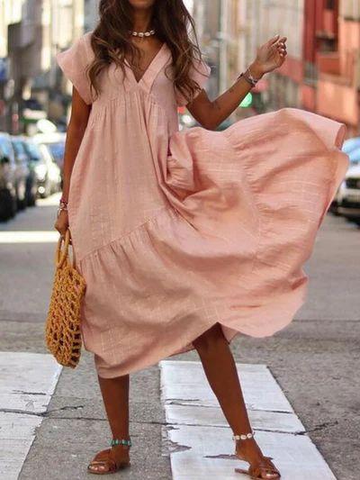 Loose V-neck Dress for Women