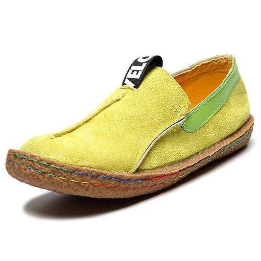 Suede Pure Color Slip On Stitching Flat Soft Shoes For Women