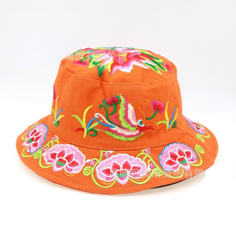 New Embroidered Sun Hat Full Embroidered National Wind Lady Round Hat