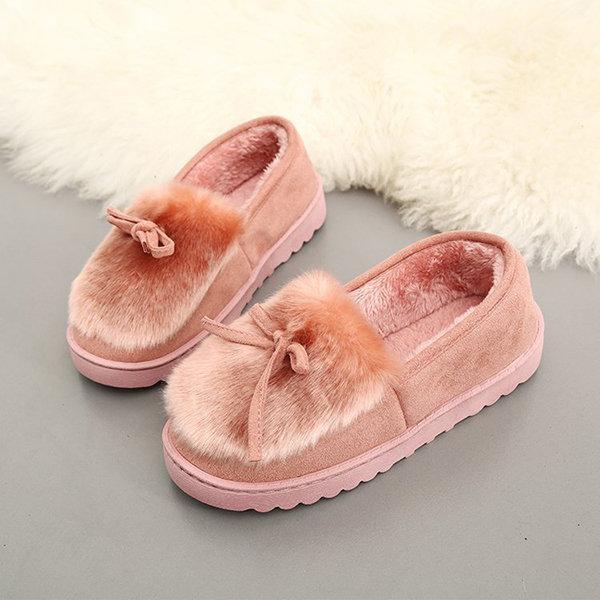 Keep Warm Fur Lining Suede Soft Flat Platform Loafers For Women