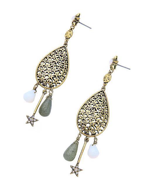 Retro Water Drop National Wind Hollow Long Earrings