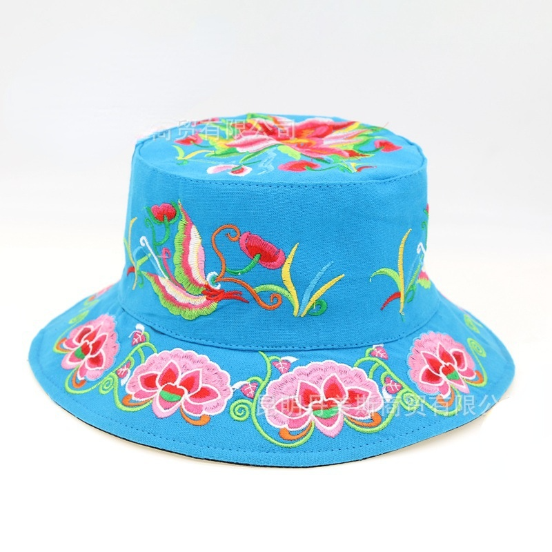 New Embroidered Sun Hat Full Embroidered National Wind Lady Round Hat