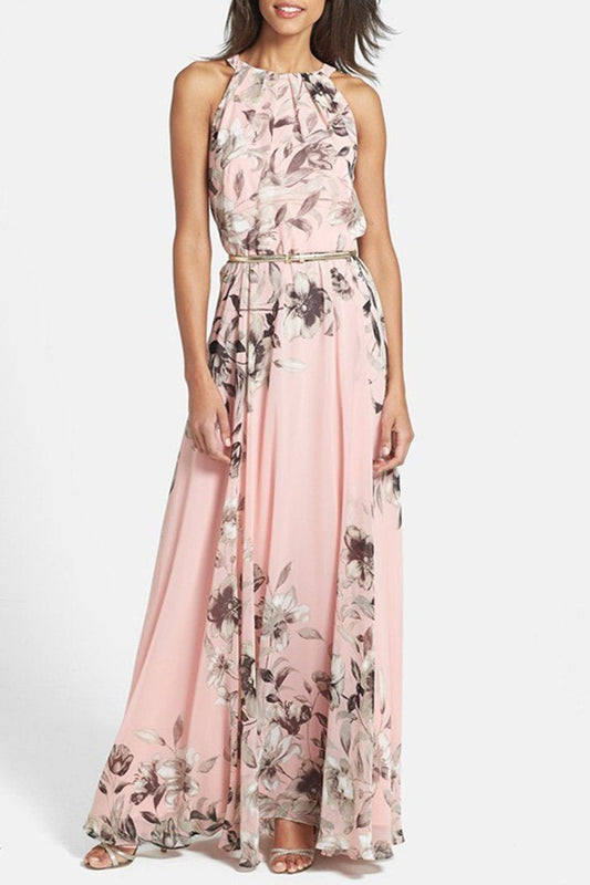 Charming Floral Printed Sleeveless Maxi Dress