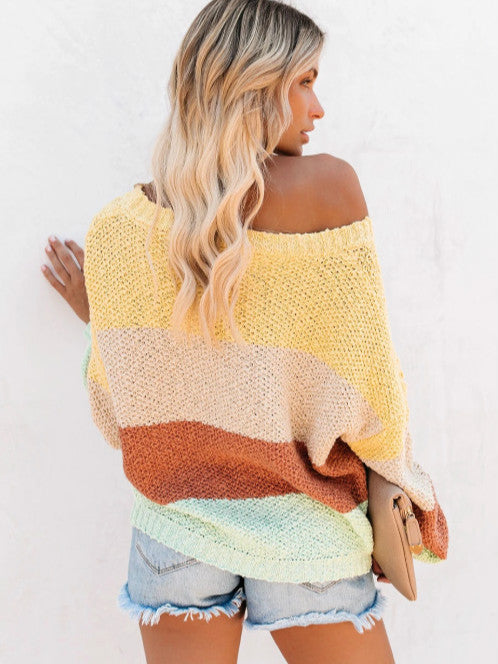 Knitting Sweet Four-color Mosaic Sweater