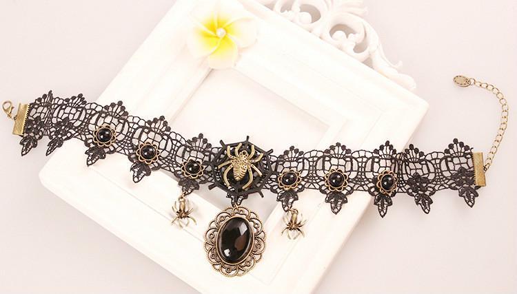 Halloween Gothic Style Lace Necklace Spider Necklace Female Retro Necklace