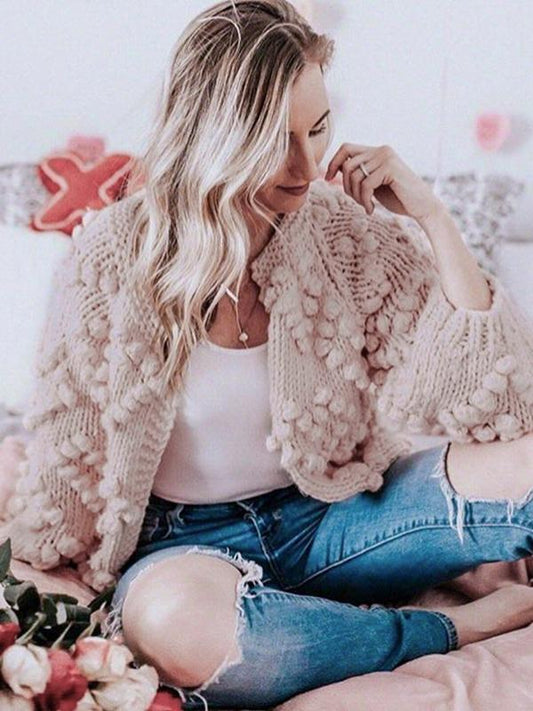 Winter Hairball Knitted Cardigan O Neck Long Sleeve Jumper Sweaters