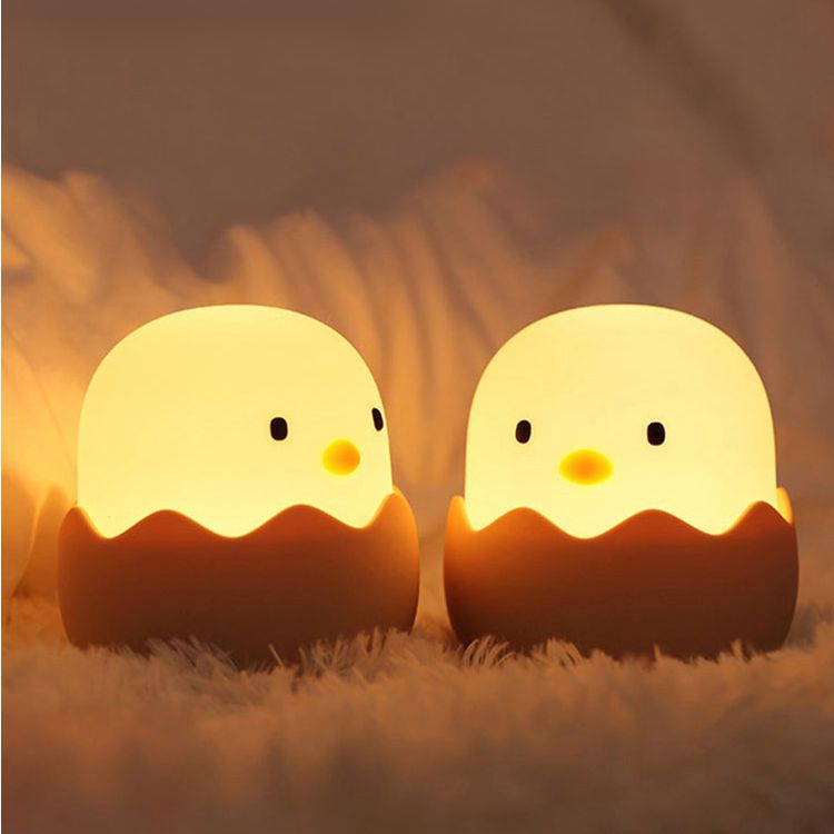 Led Children Night Light For Kids Soft Silicone USB Rechargeable Bedroom Decor Gift Animal Chick Touch Night Lamp