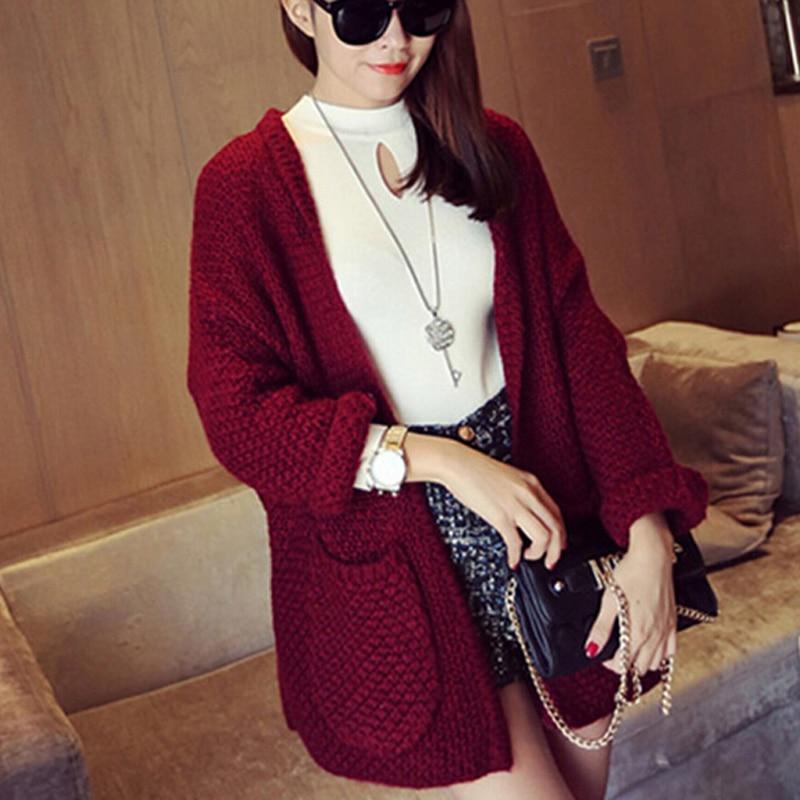 Casual Solid Color Knitted Long Cardigan