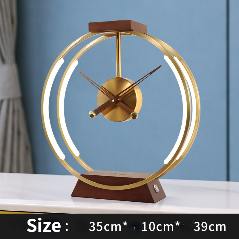 Creative clock lamp modern simple bedroom bedside light luxury decoration mobile phone intelligent wireless charging and storage lamp